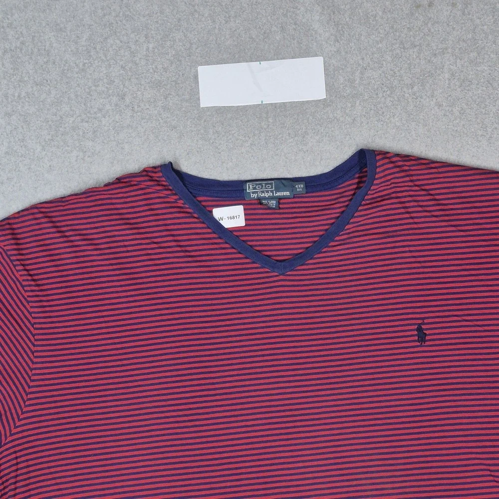 Polo By Ralph Lauren Men Shirt 4XB BIG Red Embroidered Striped Pony READ